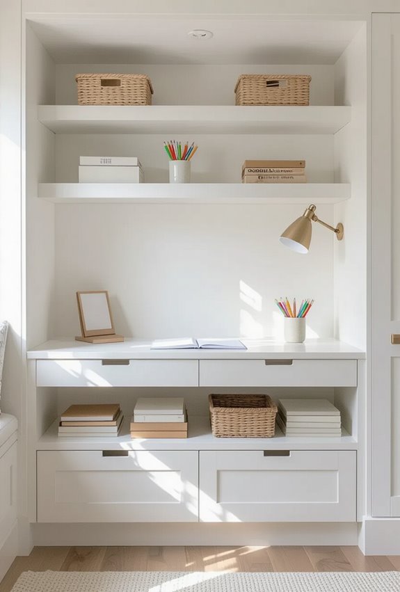 ergonomic built in homework shelving