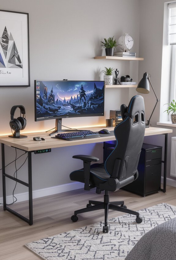 ergonomic tidy gaming setup