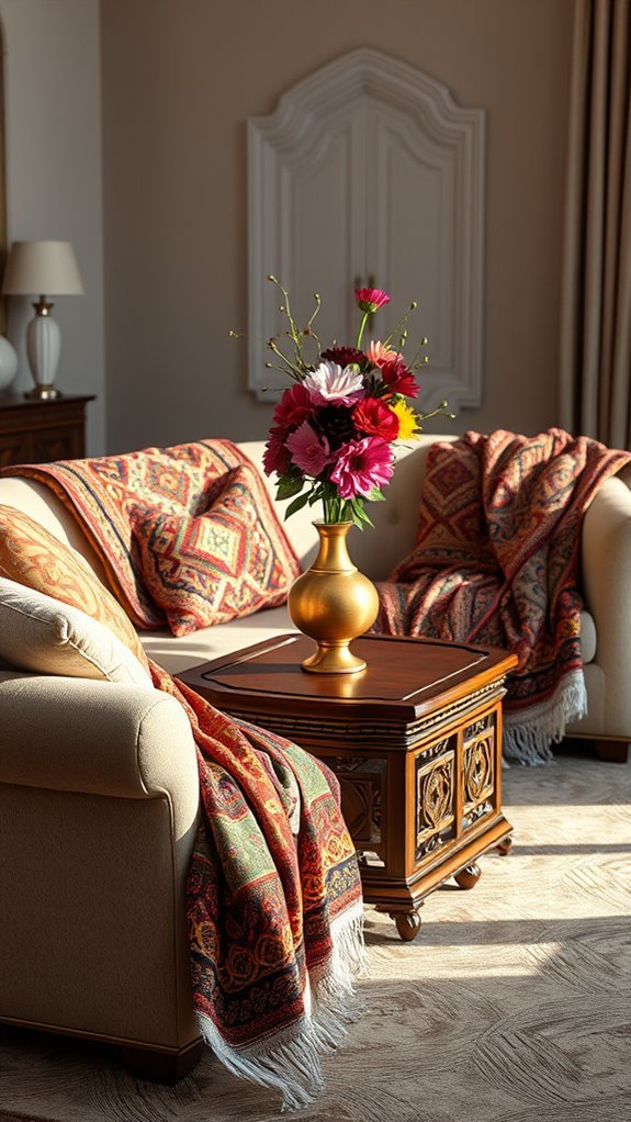 ethnic patterned throws elevate decor