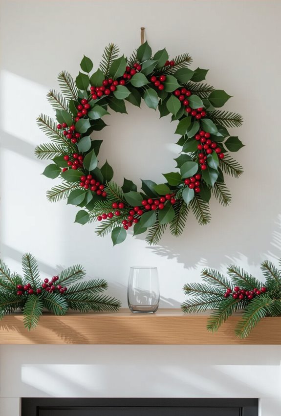 eucalyptus garland and holly