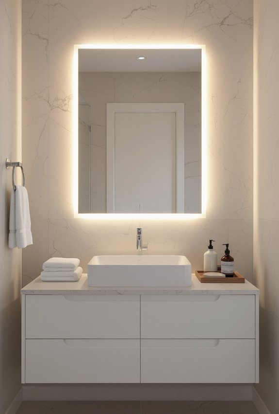 evenly diffused ambient mirror lighting