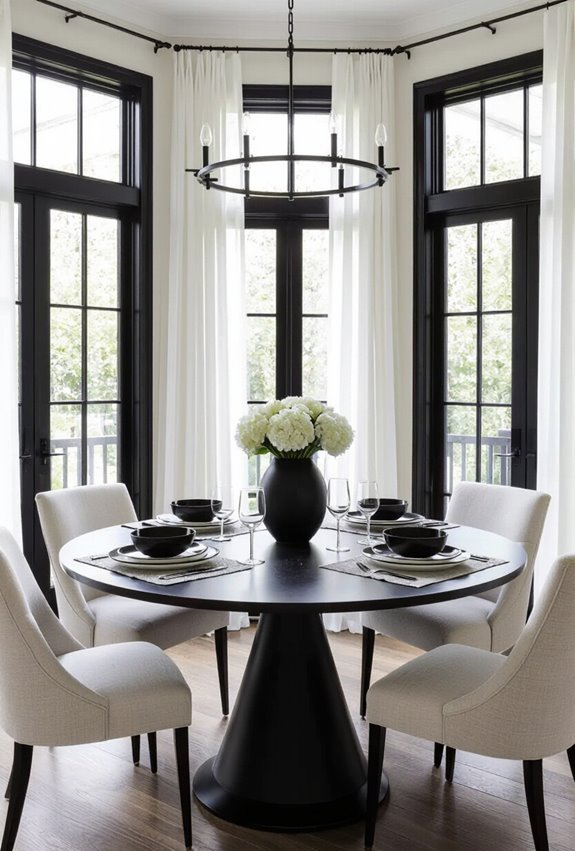 evenly distributed black and white accents