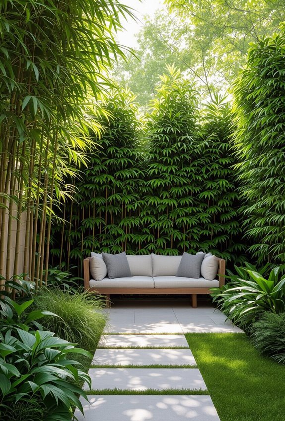 evergreen hedges and bamboo