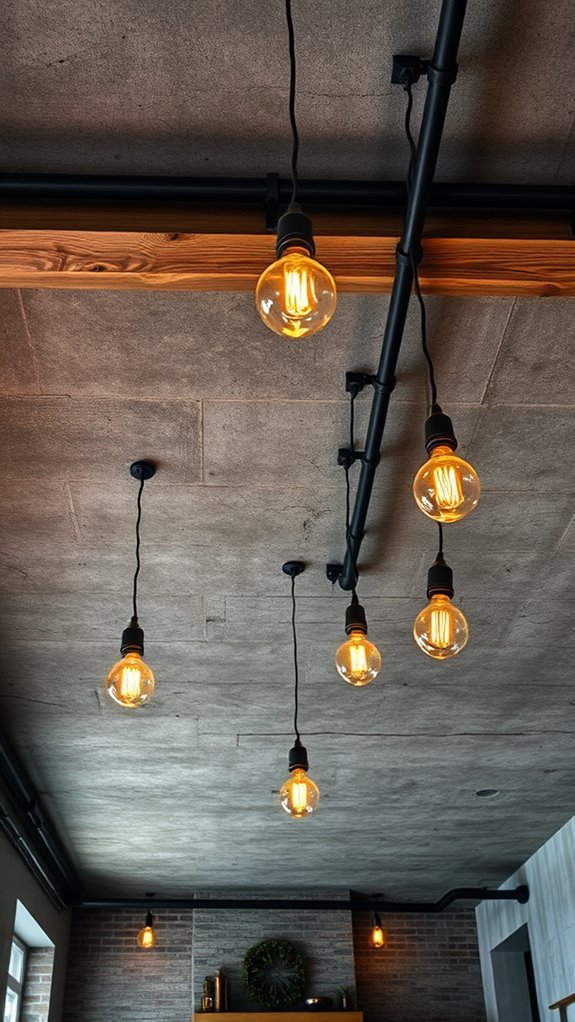exposed beams and pipes