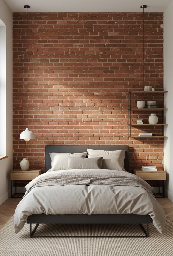 exposed brick industrial bedroom