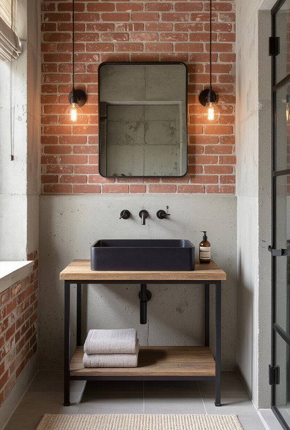 exposed textured brick accent