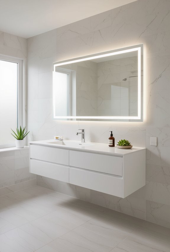 extra wide led bathroom mirrors