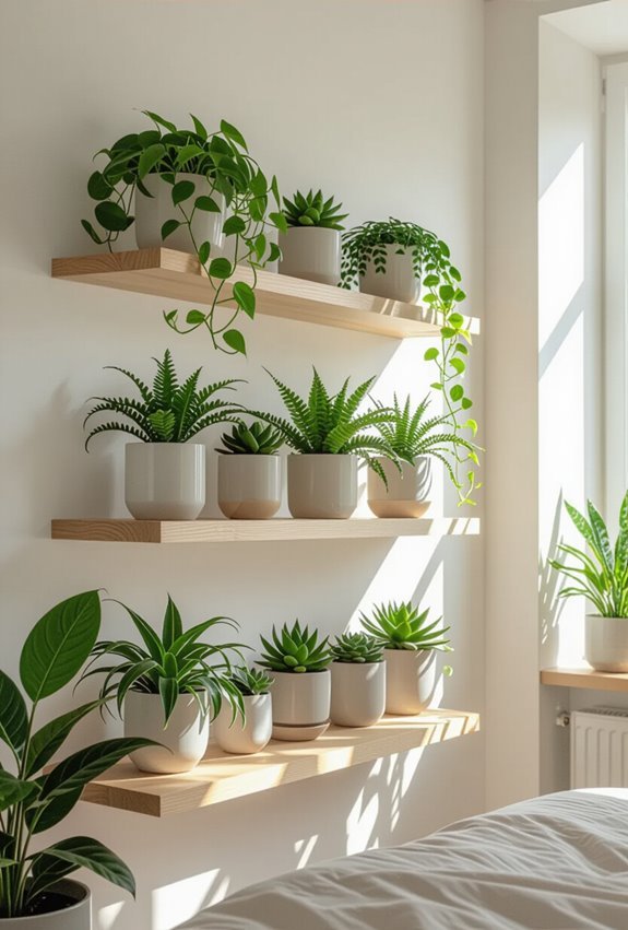 eye level floating shelf displays
