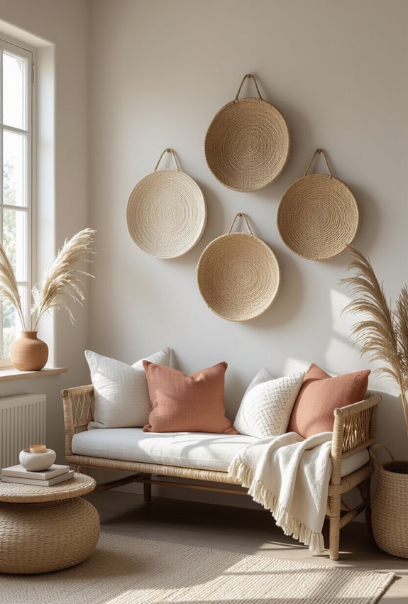 fabric lined baskets add warmth