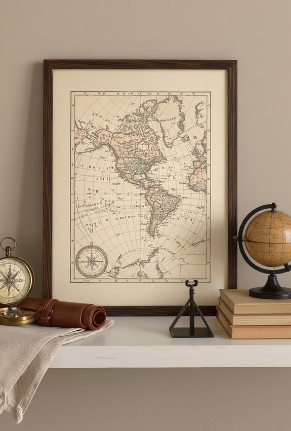 faded nautical maps leathered