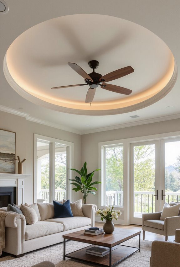 fan centered ombre painted ceiling