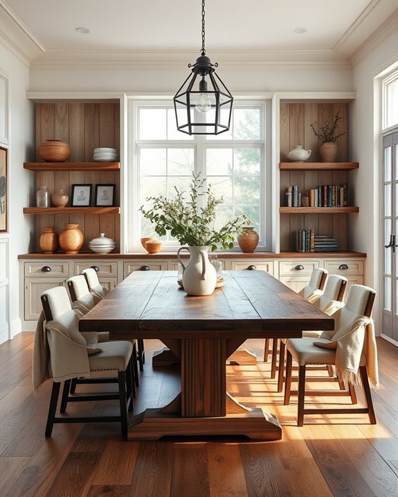 farmhouse open shelf decor