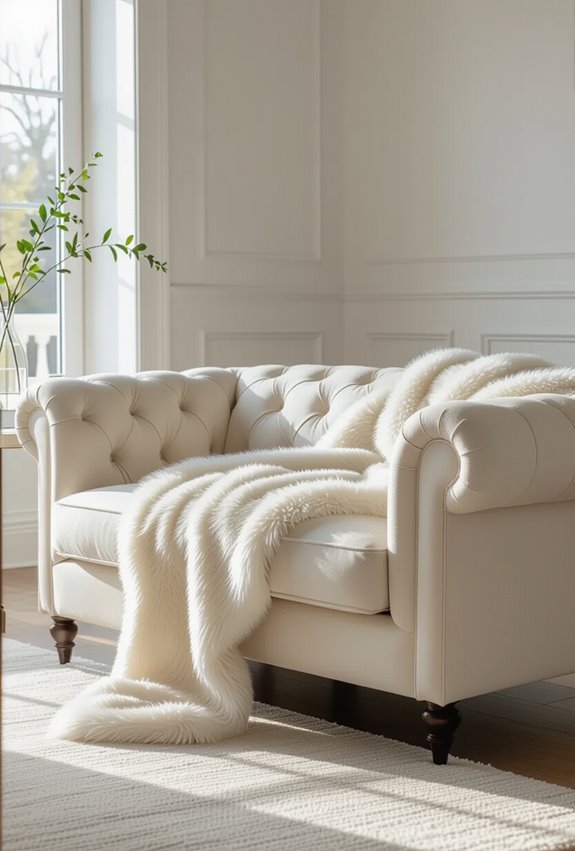 faux fur throws warm ivory