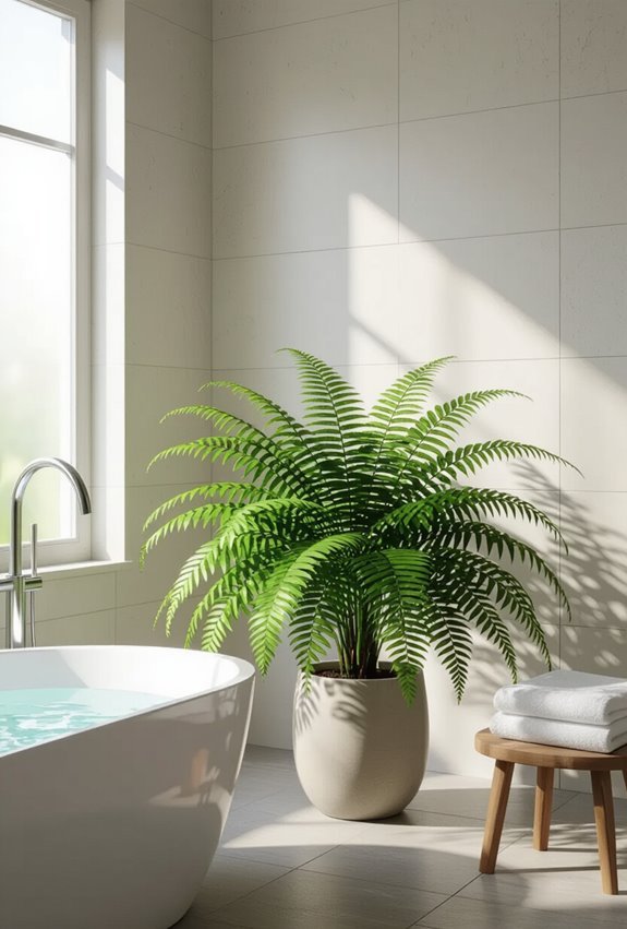 ferns moss humid bathroom decor
