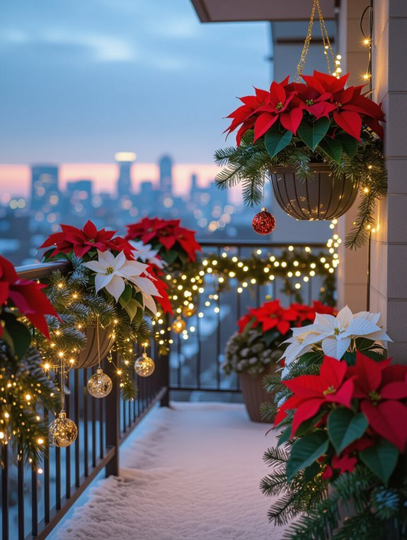 festive balcony floral display
