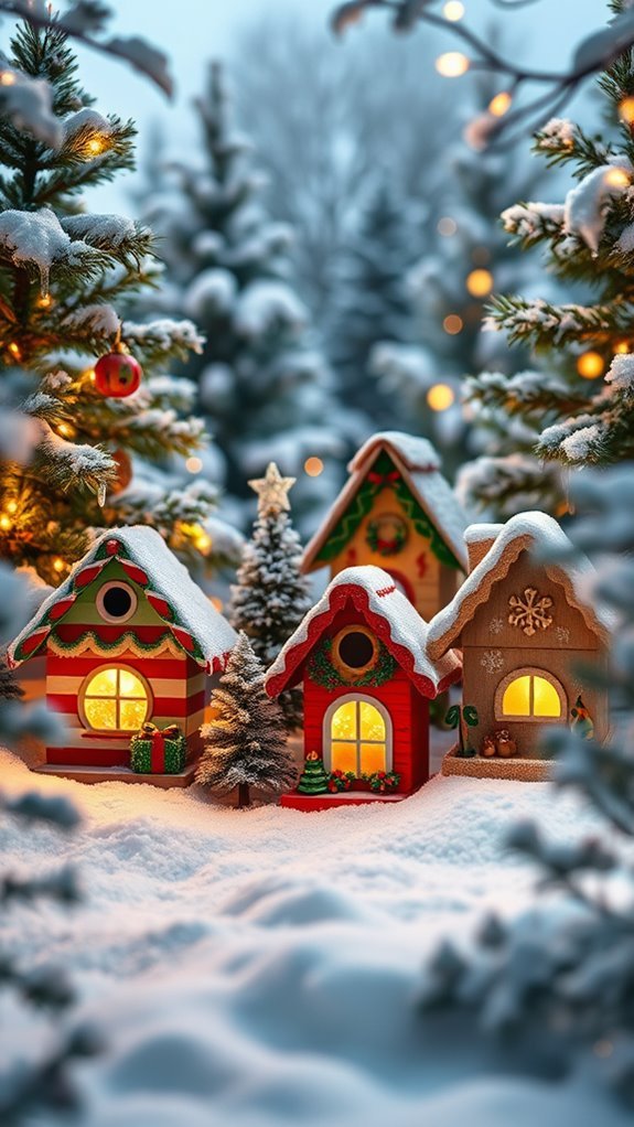 festive birdhouses for winter