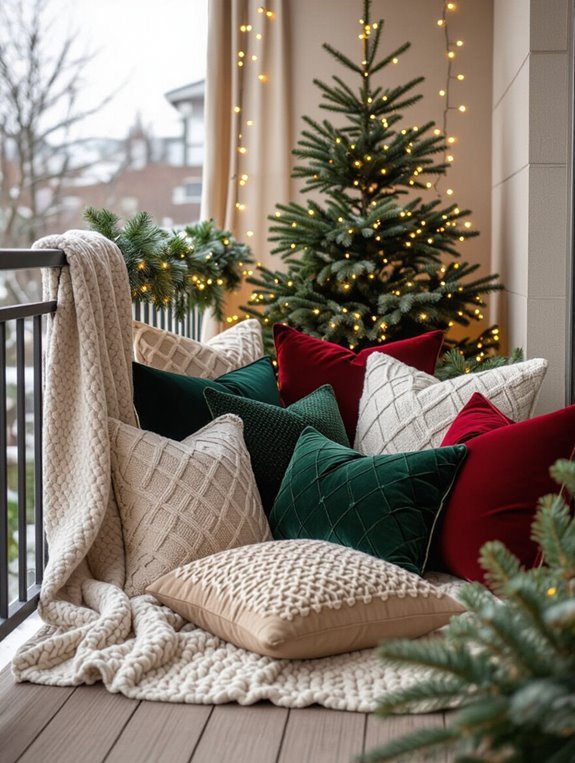 festive colorful cozy pillows
