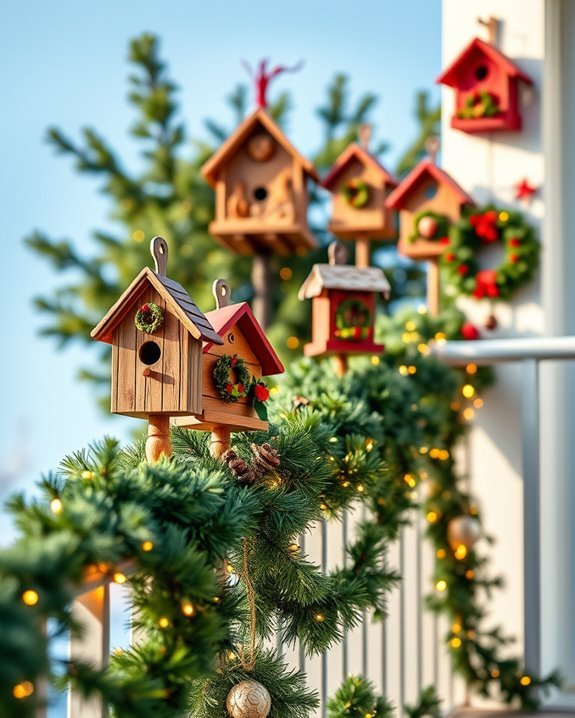 festive decorative birdhouses display