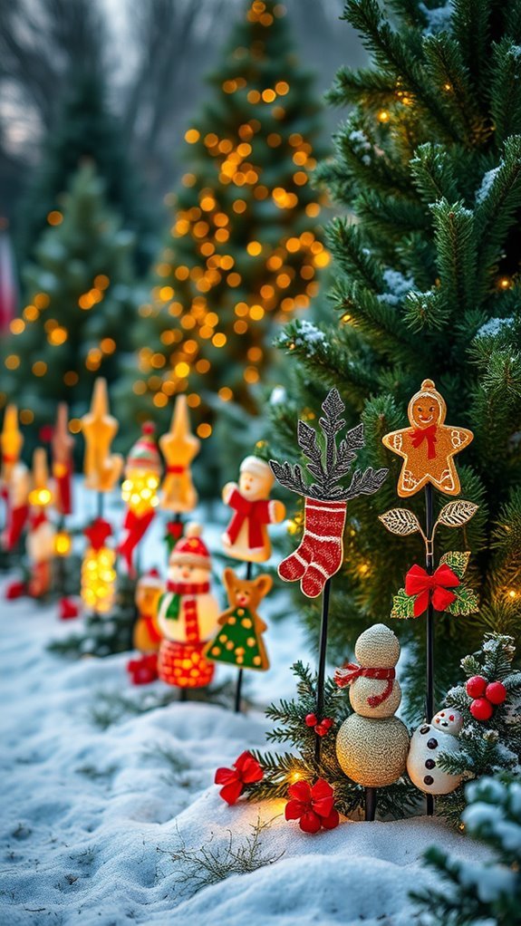 festive garden decor stakes