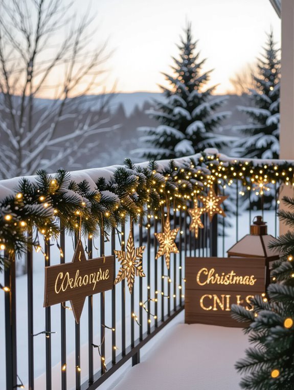festive illuminated balcony decor