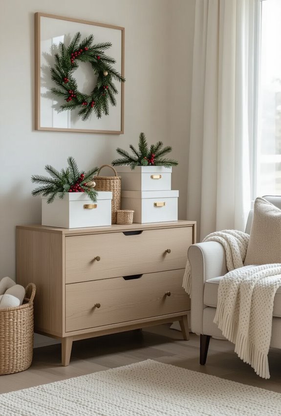 festive labeled storage baskets