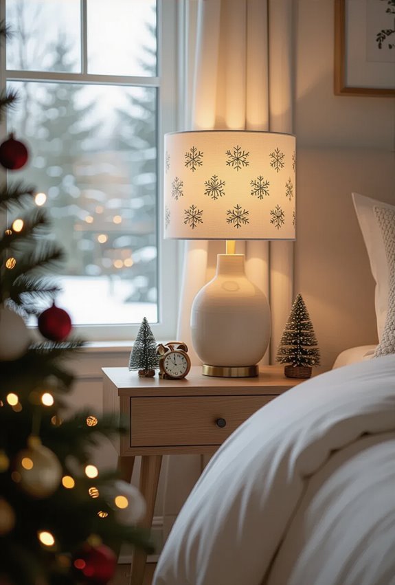festive lampshades with greenery