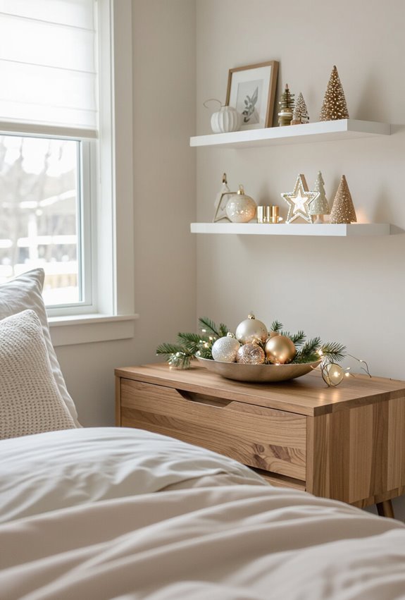 festive ornaments on surfaces