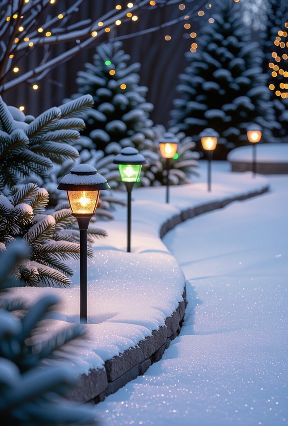 festive solar pathway stake lights