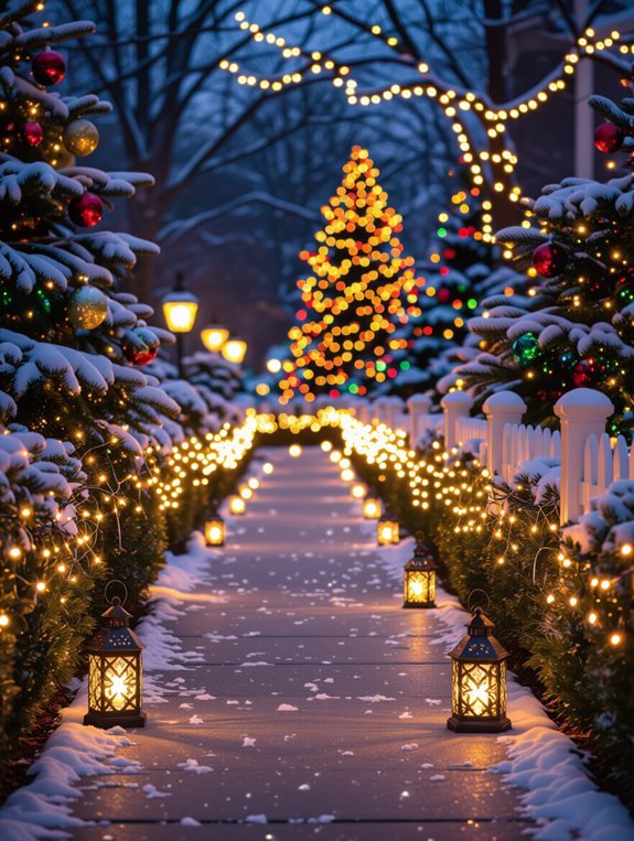 festive walkway lighting and scents