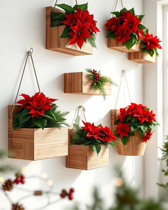 festive wall mounted poinsettia planters