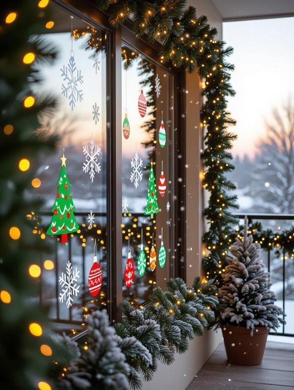 festive window cling decor