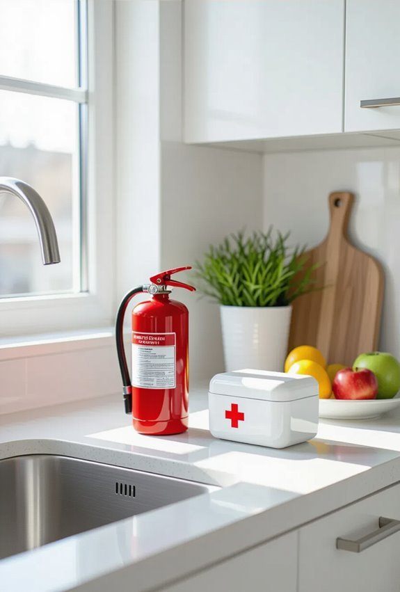 fire extinguisher and first aid