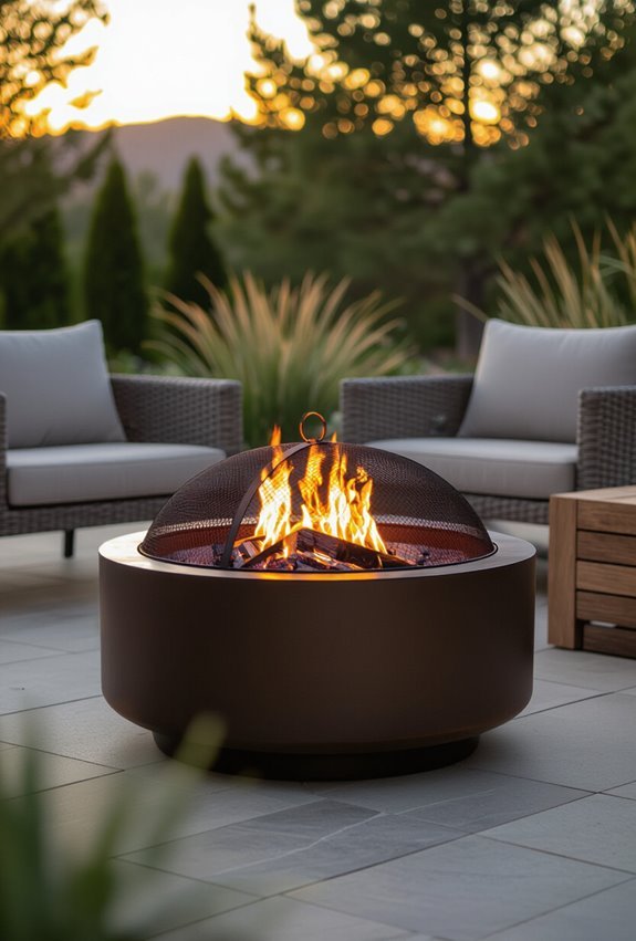 fire pit with spark guard