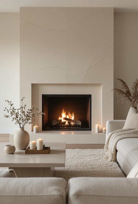 fireplace centered built in shelving elegance