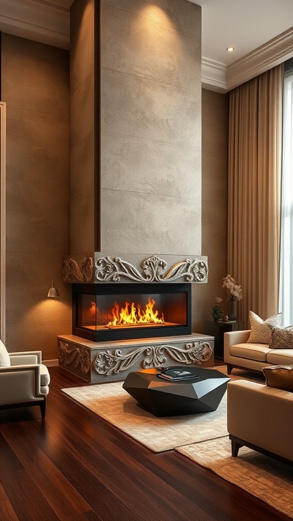 fireplace equipped column designs