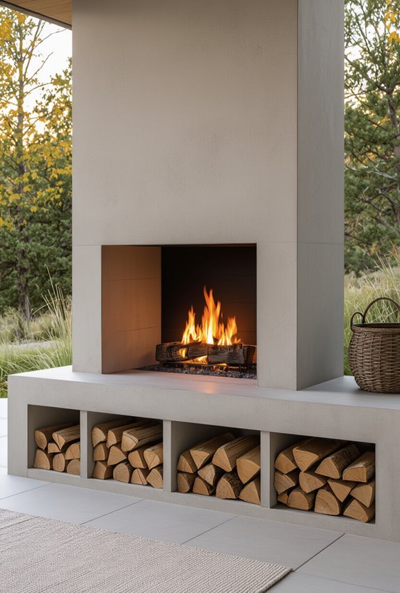 firewood and accessory storage integration