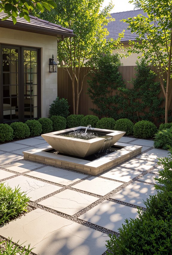 flagstone border around water