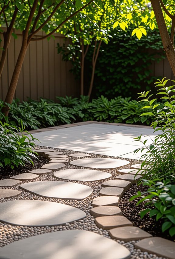 flagstone borders define patios