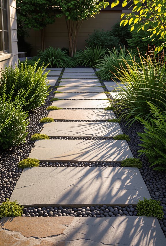 flagstone moss lit garden paths