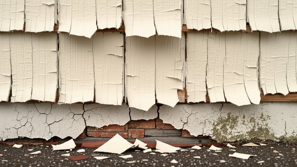 flaking paint exposes damage