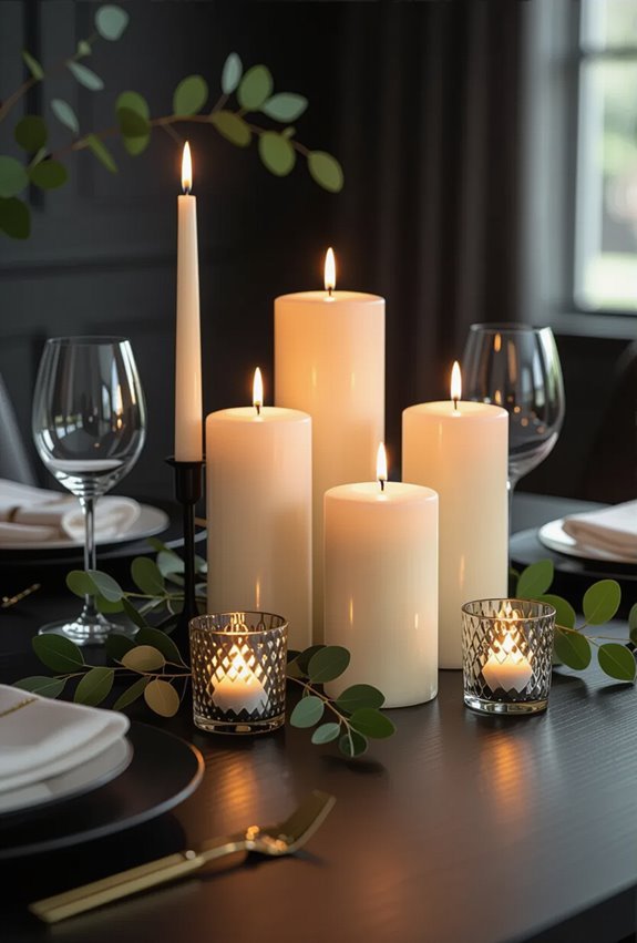 flickering candles on black