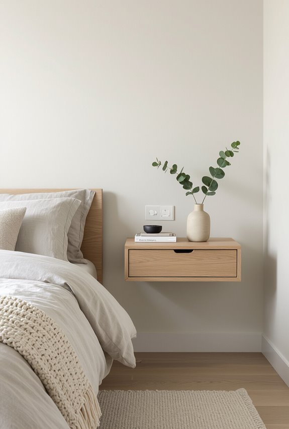 floating bedside shelf saves space