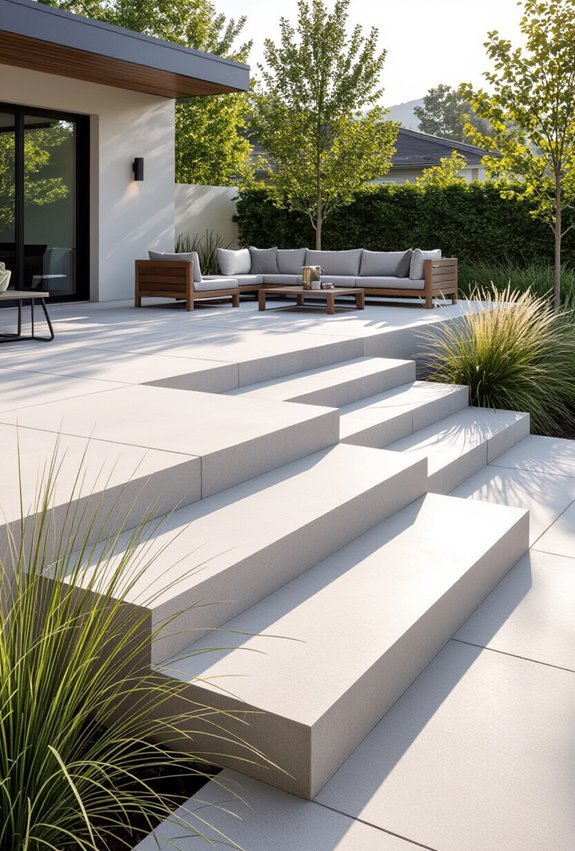 floating concrete cantilevered steps