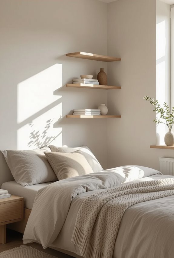 floating corner shelves maximize space
