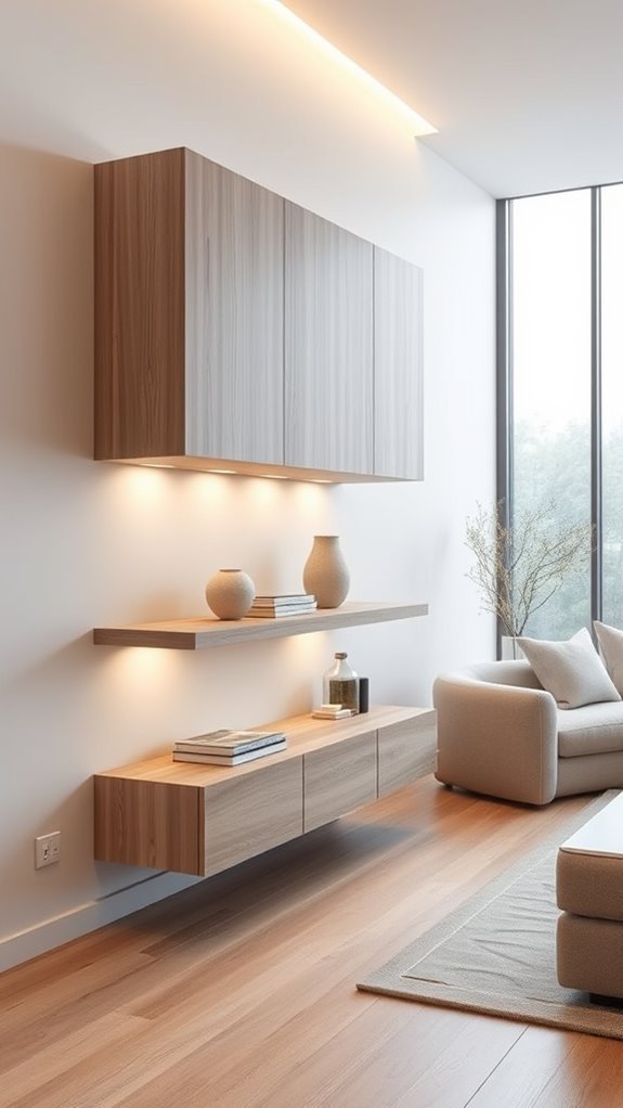 floating cupboards enhance aesthetics