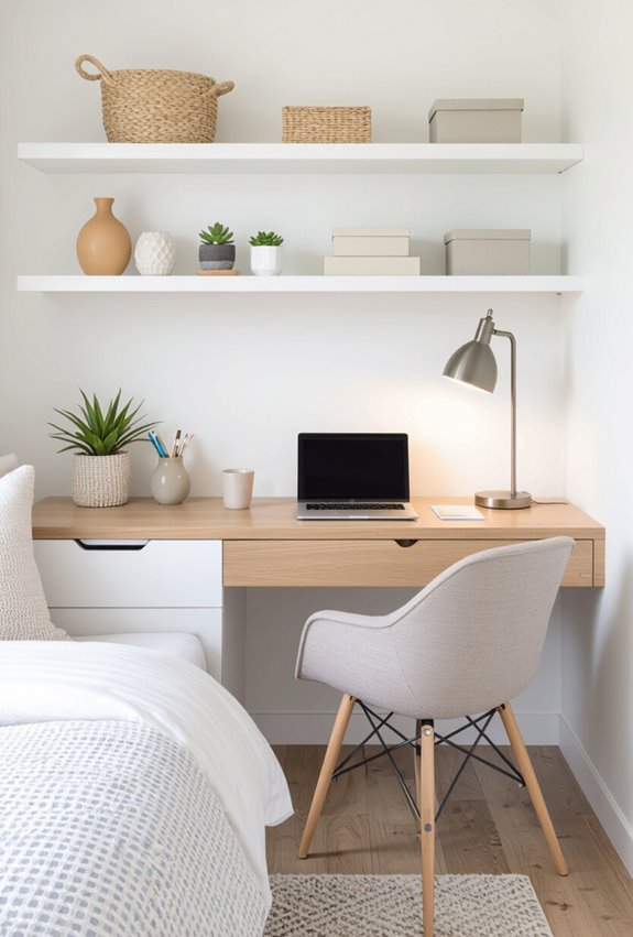 floating desk with shelves