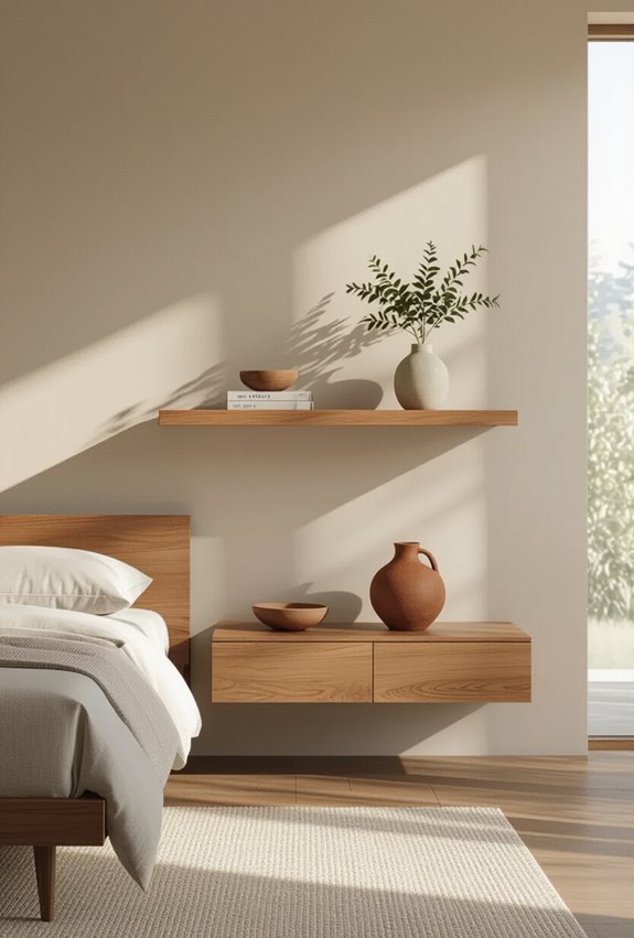 floating shelves for openness
