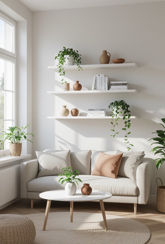 floating shelves free floor space