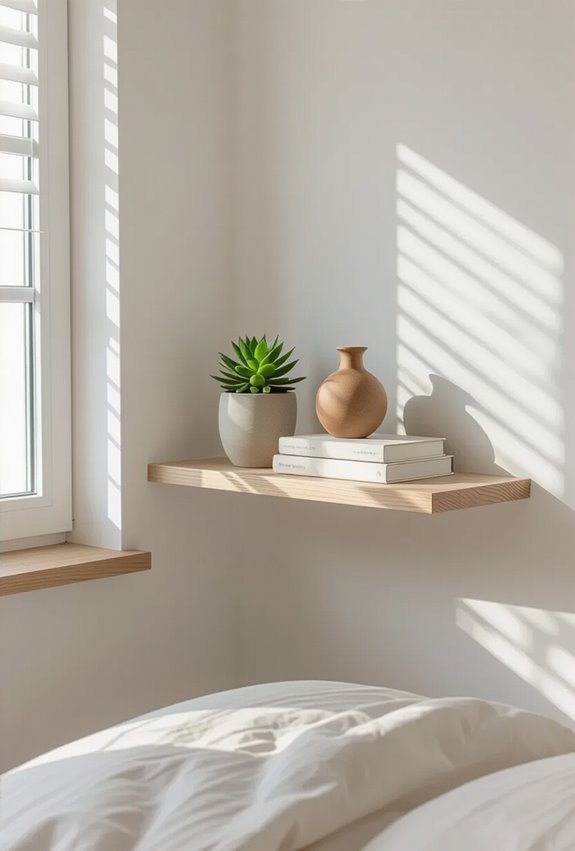 floating shelves maximize floor space