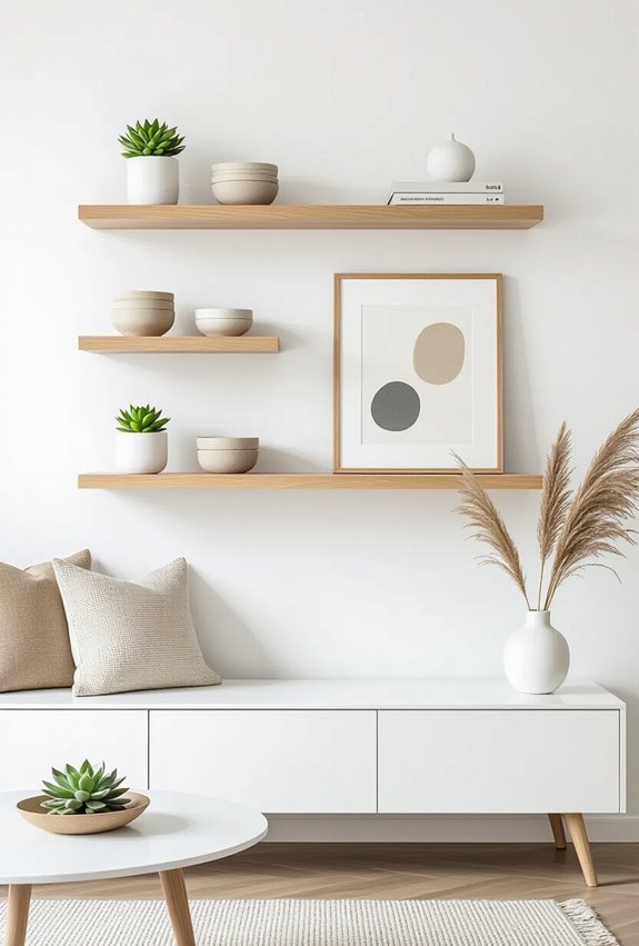 floating shelves maximize minimalist storage